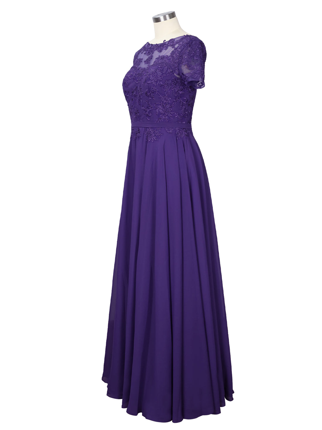 Illusion Applique Chiffon Dress 