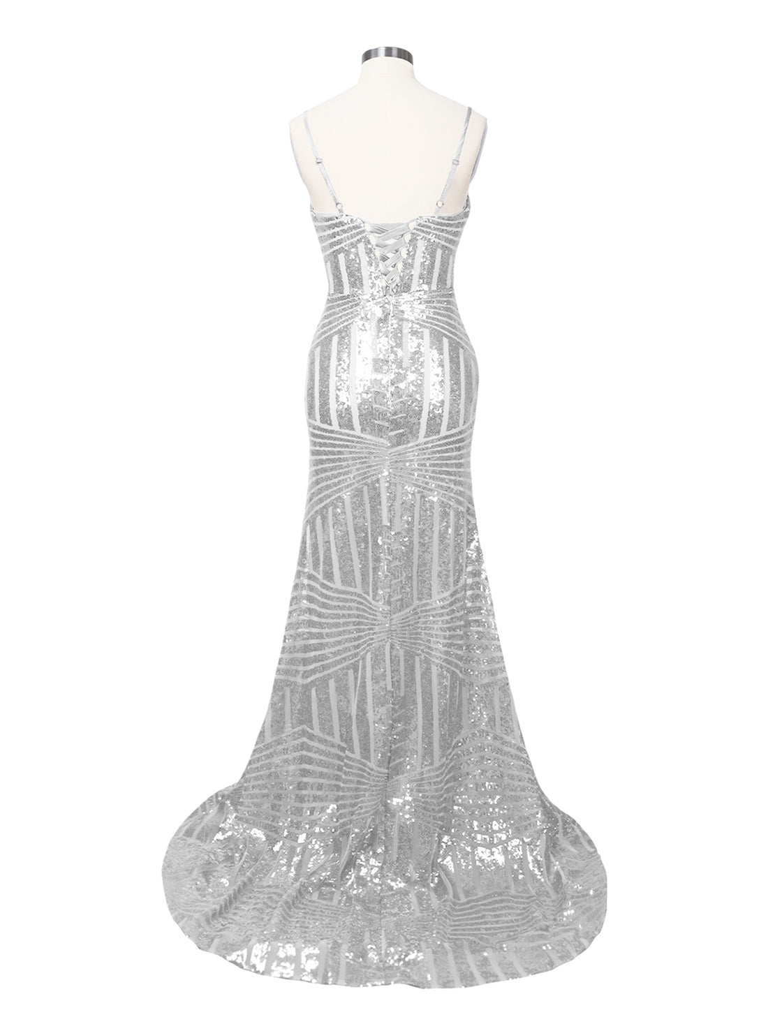 Geometric Sequin Prom Dress 