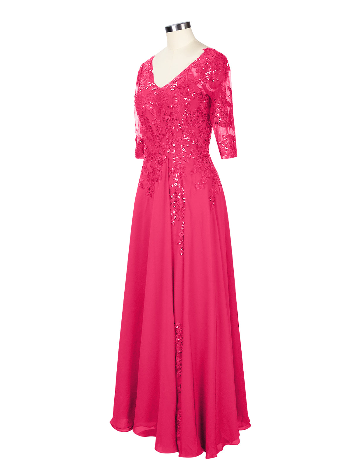Applique V-Neck Chiffon Dress 