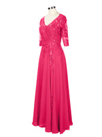 Applique V-Neck Chiffon Dress 