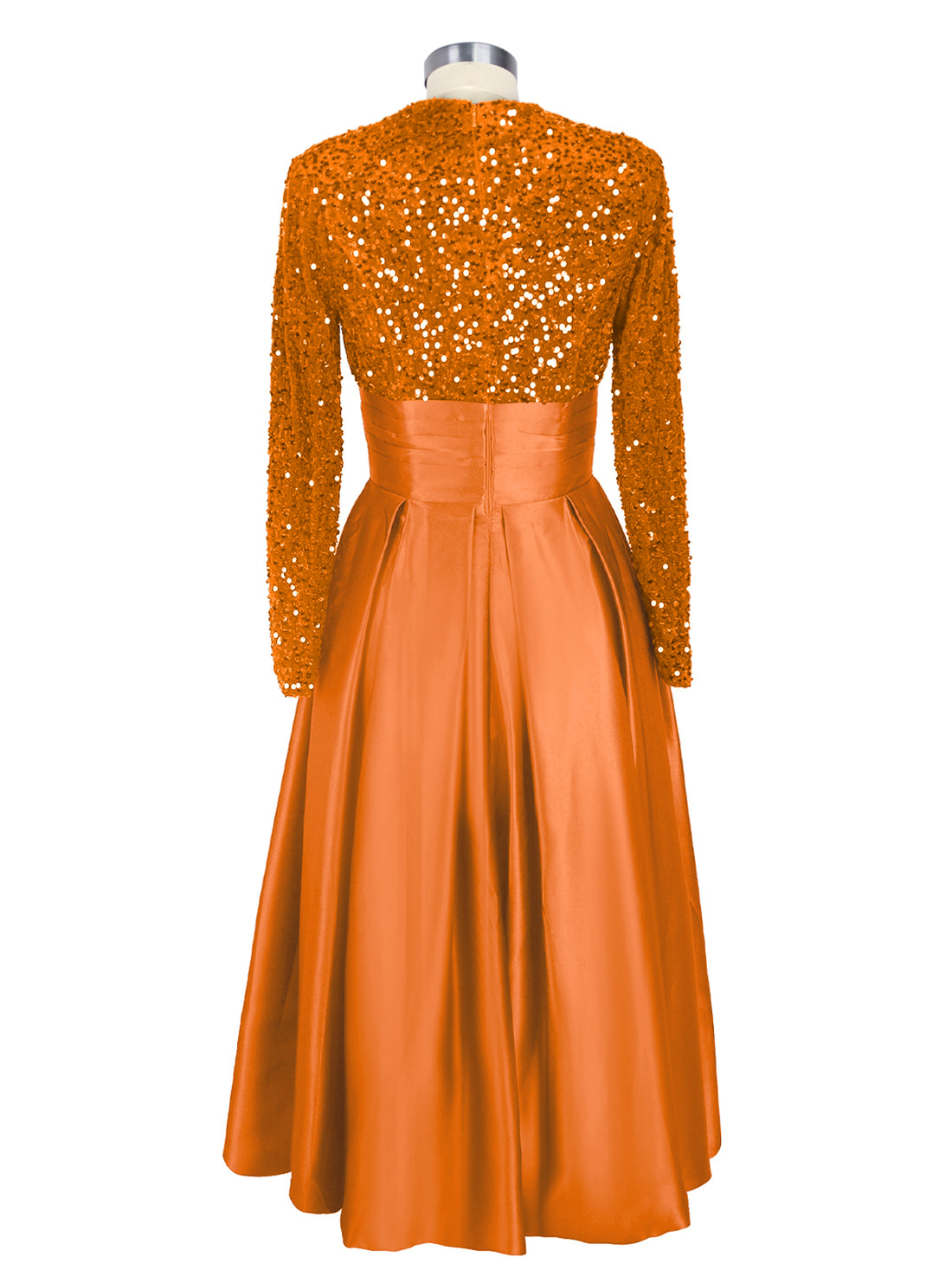 Sequined Boat Long Sleeves Dress 