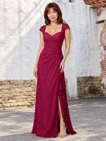 Chiffon Mother of the Bride Dress with Lace Appliques 