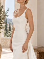 Scoop Neck Wedding Dress with Elegant Back Bow Detail