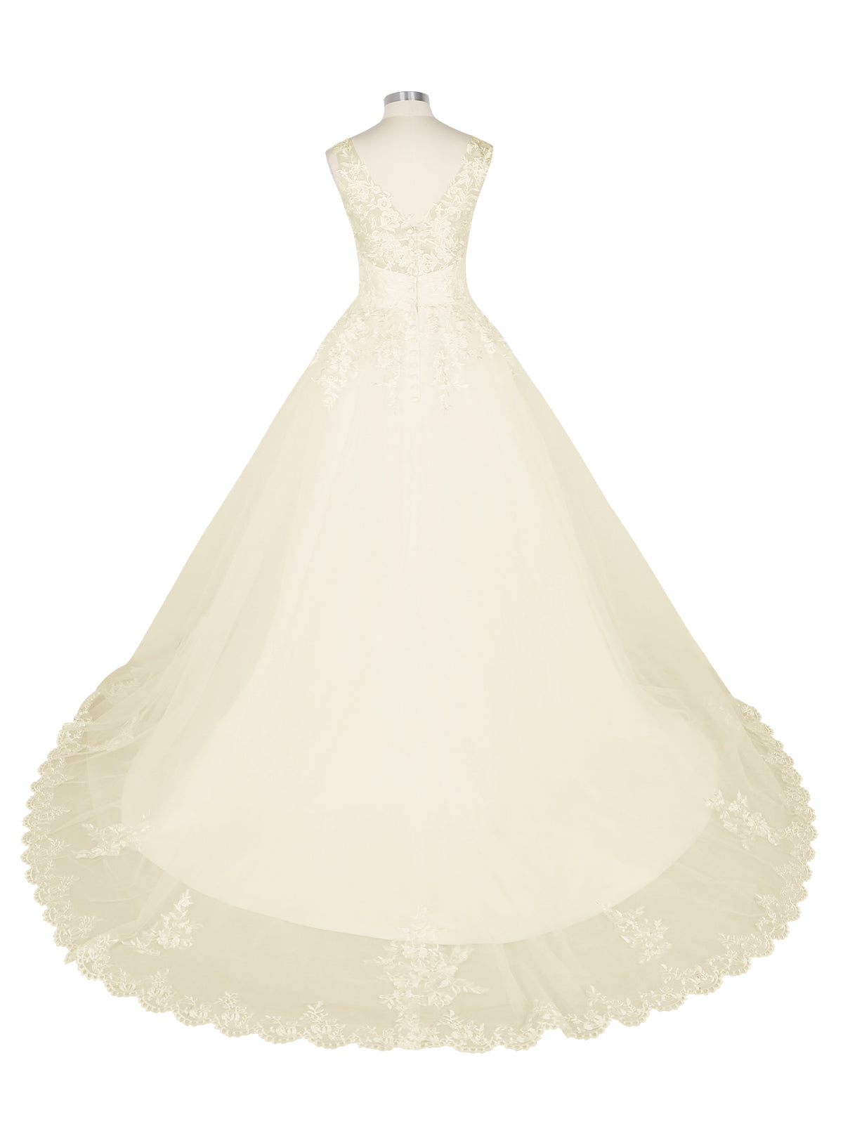 Wide Straps Applique Wedding Dress 