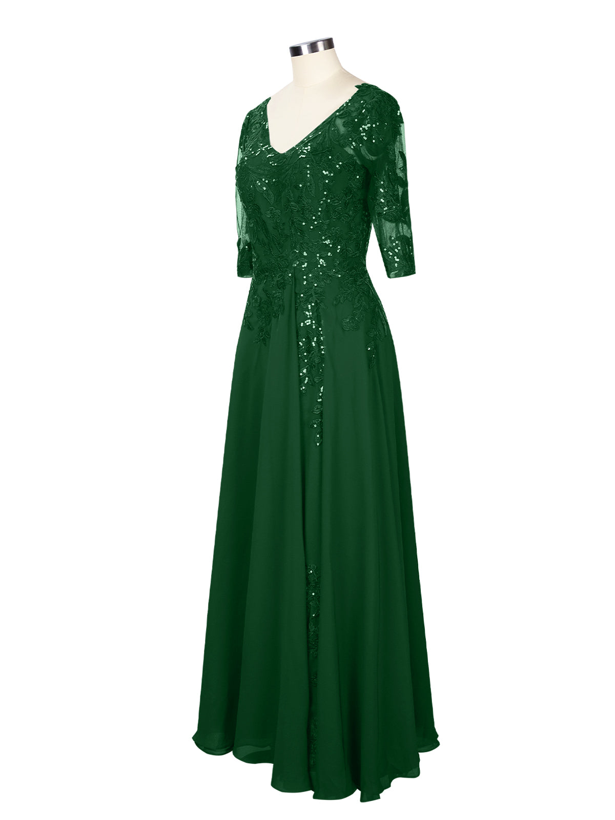 Applique V-Neck Chiffon Dress 