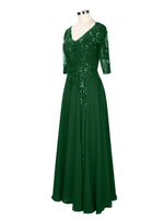 Applique V-Neck Chiffon Dress 