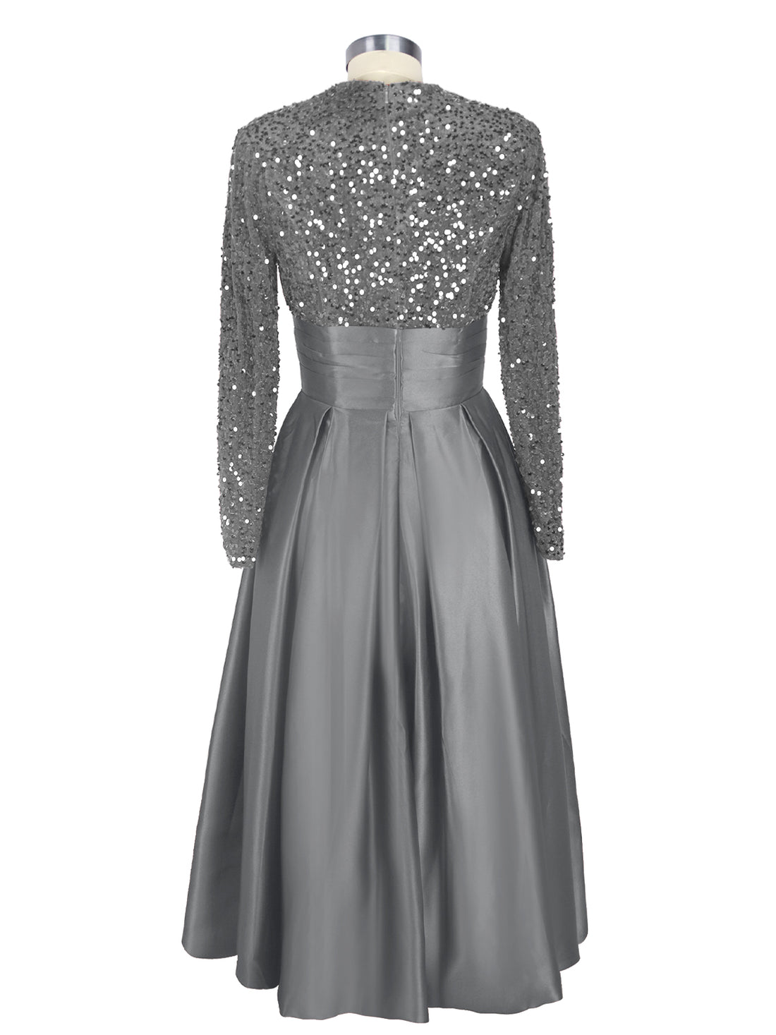 Sequined Boat Long Sleeves Dress 