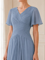 Chiffon Wedding Dress with Flutter Sleeves