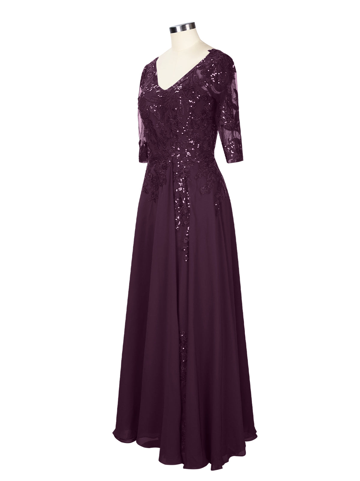 Applique V-Neck Chiffon Dress 