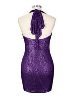 Halter Sequin Sheath Mini Dress 