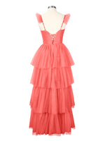 Ruffled Strap Tiered Tulle Bridesmaid Dress 