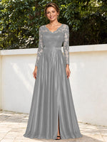 Satin Mother of the Bride Dress with Appliques