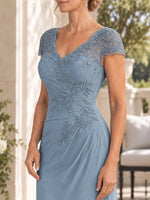 Sheath Mother of the Bride Dress with Cap Sleeves