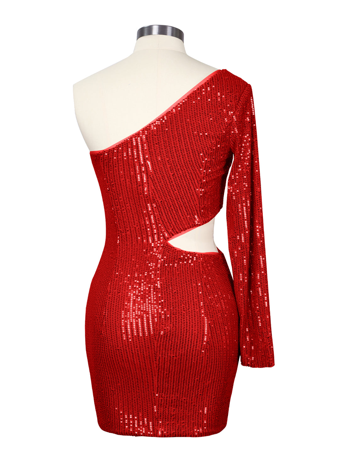 Waist Cutout One Shoulder Mini Dress 