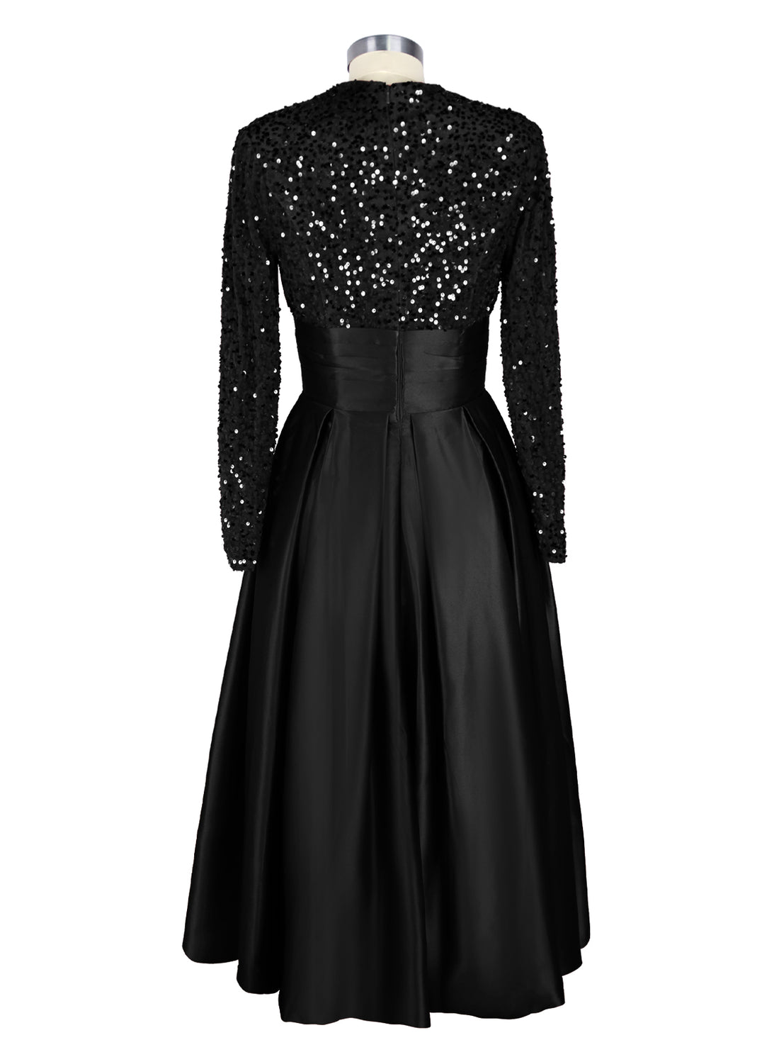 Sequined Boat Long Sleeves Dress 