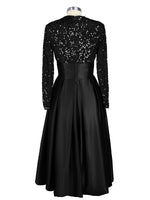 Sequined Boat Long Sleeves Dress 