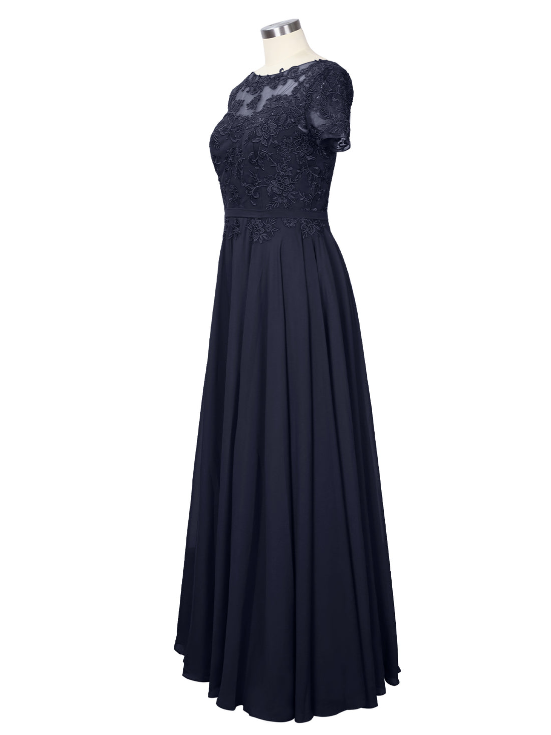 Illusion Applique Chiffon Dress 