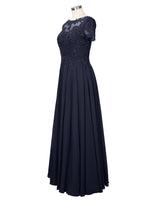 Illusion Applique Chiffon Dress 
