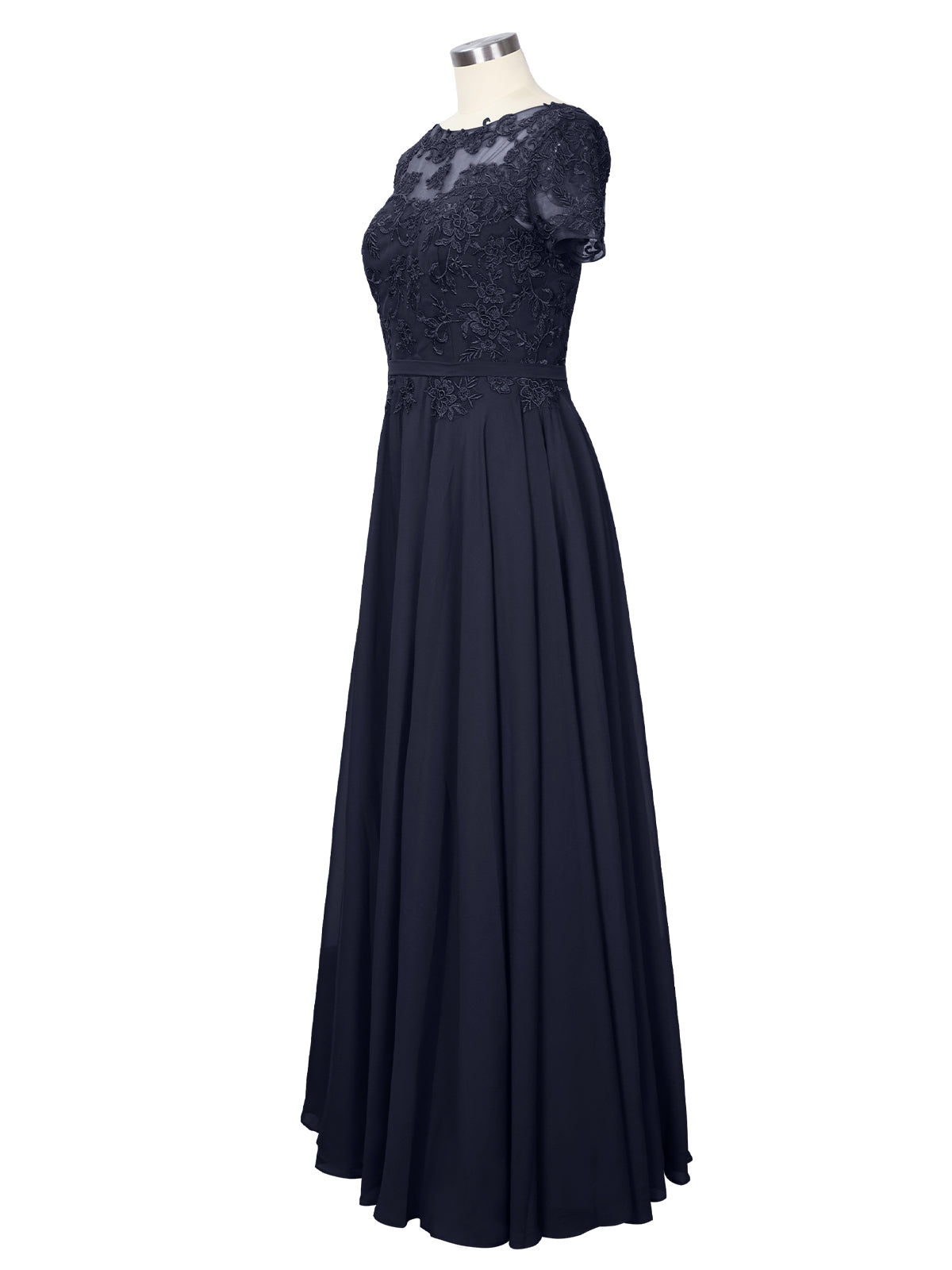 Illusion Applique Chiffon Dress 