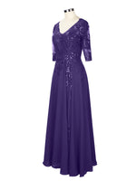 Applique V-Neck Chiffon Dress 