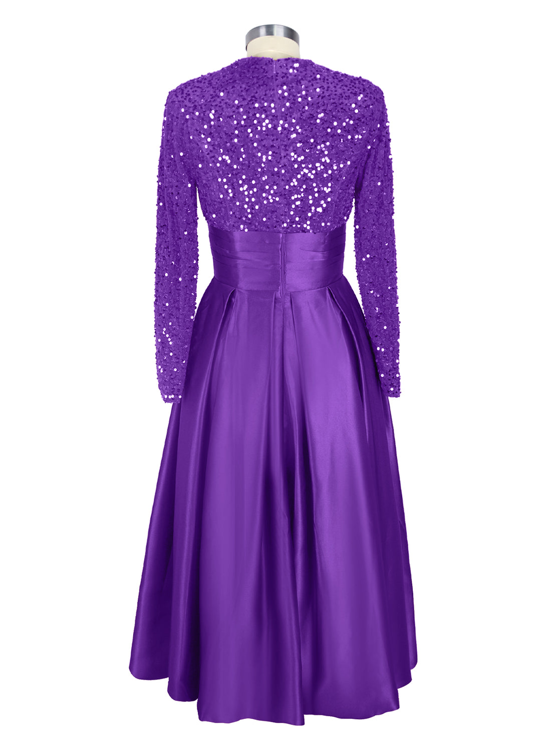 Sequined Boat Long Sleeves Dress 