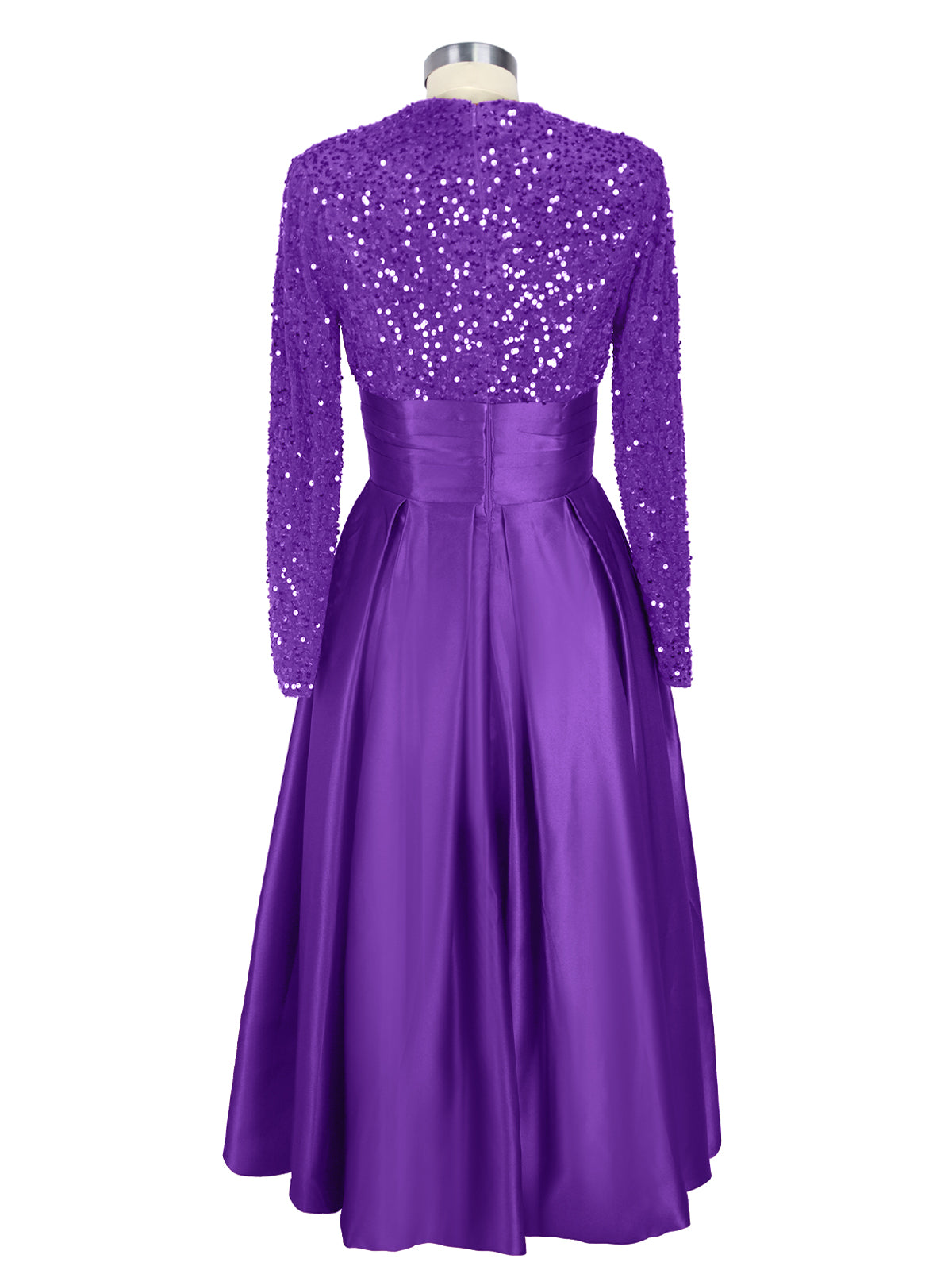 Sequined Boat Long Sleeves Dress 