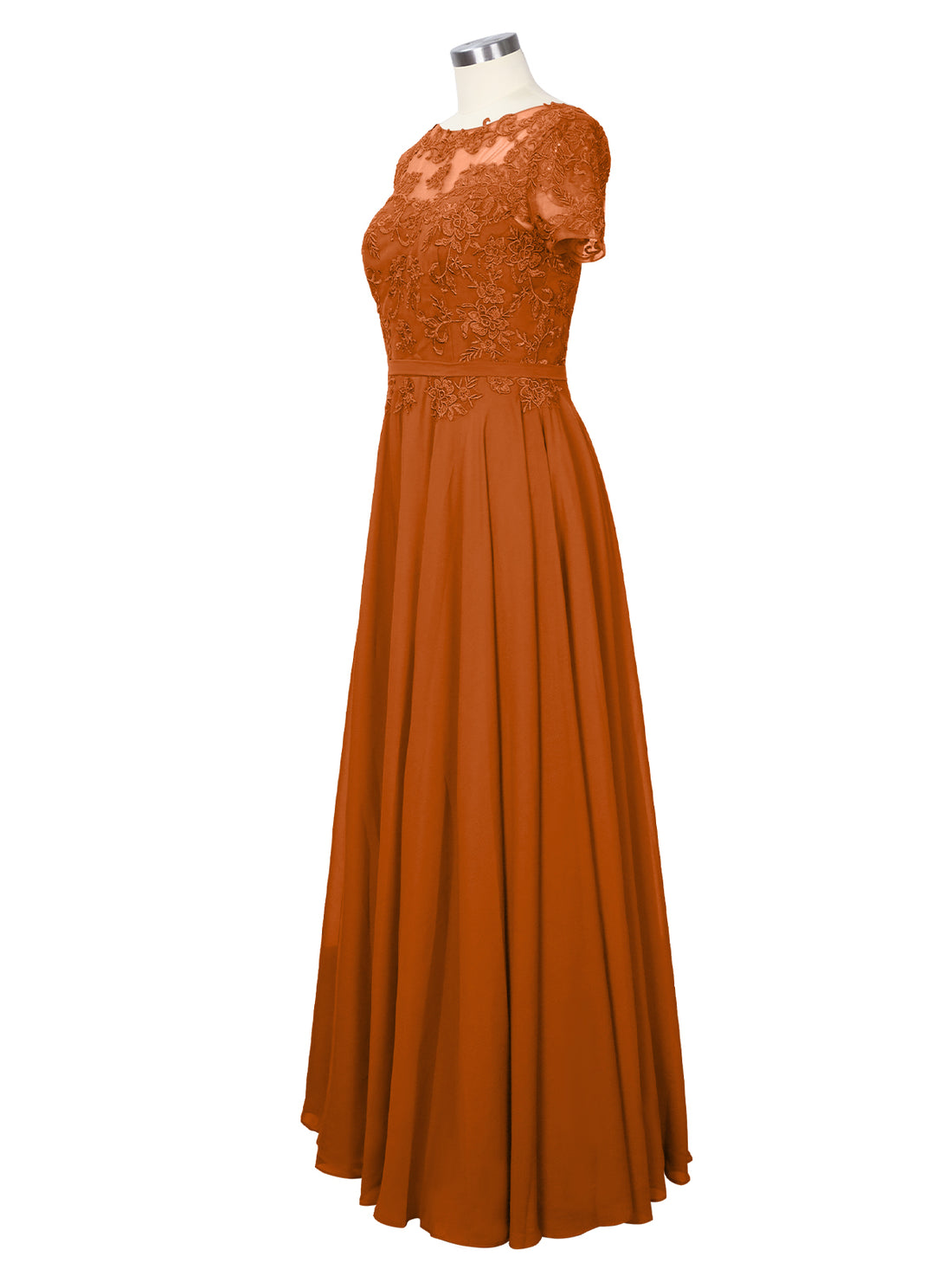 Illusion Applique Chiffon Dress 