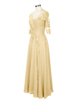Applique V-Neck Chiffon Dress 