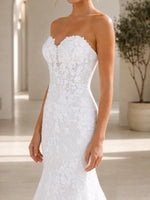 Lace Applique Wedding Dress with Court Train