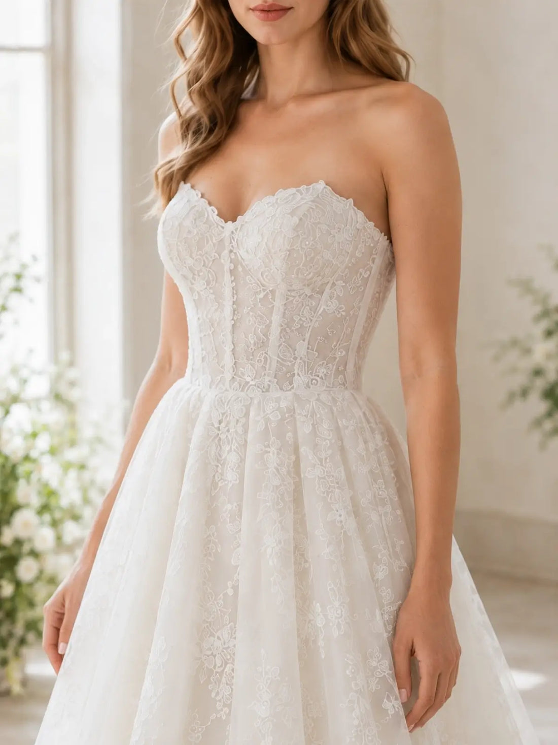 Elegant Tulle Ball Gown Wedding Dress