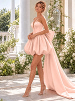 A-Line Homecoming Dress with Long Back Bow