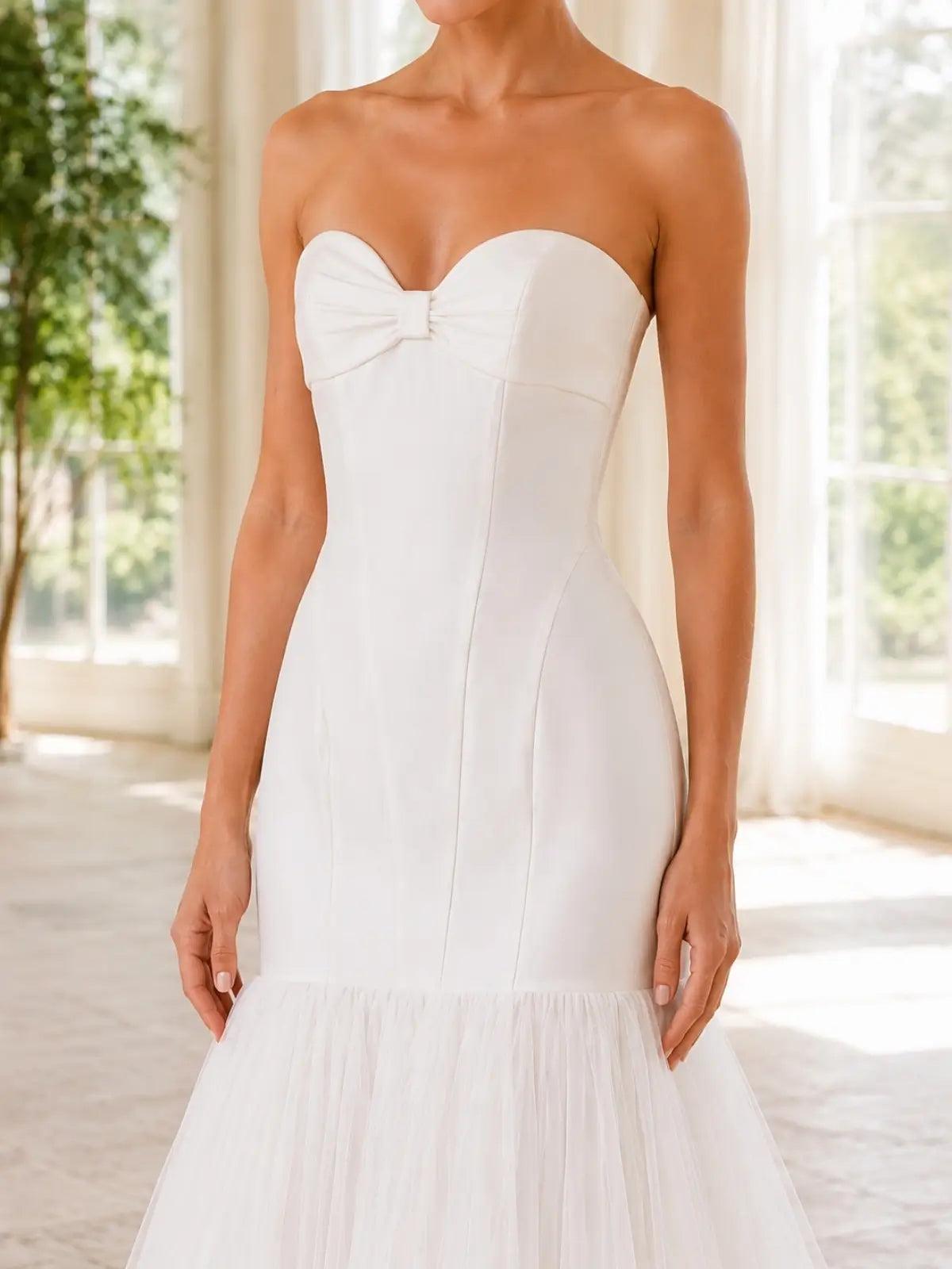Sweetheart Wedding Dress with Center-Knot Ruched Bodice