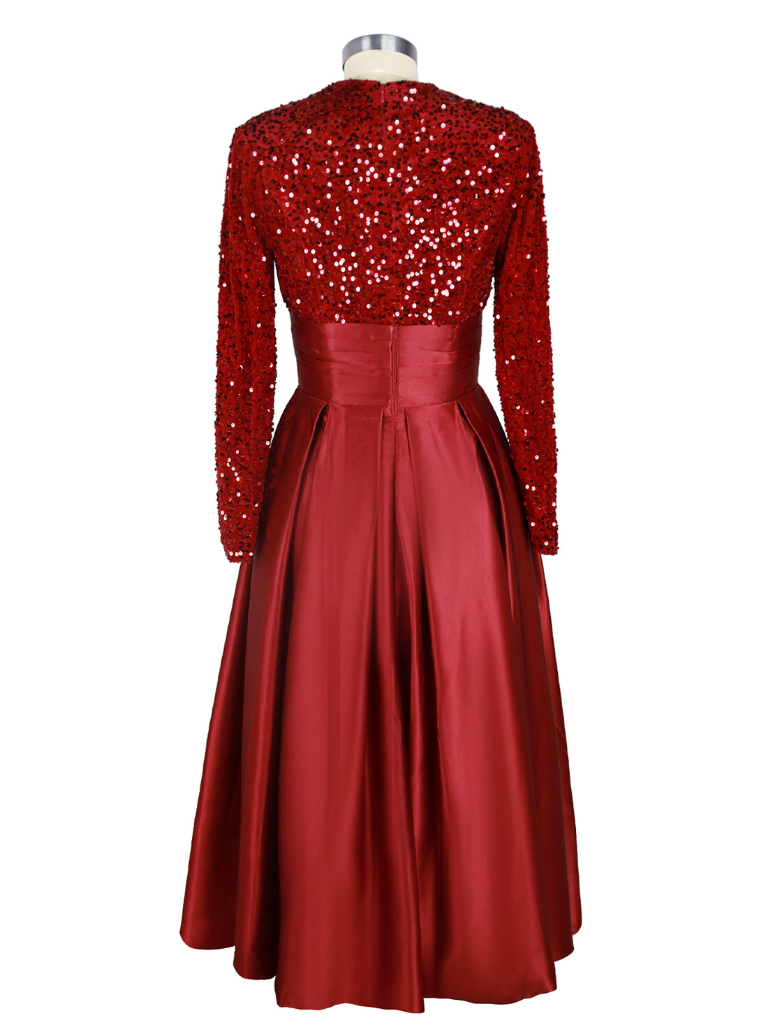 Sequined Boat Long Sleeves Dress 