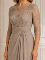 Lace Mother of the Bride Dress with 3/4 Sleeves