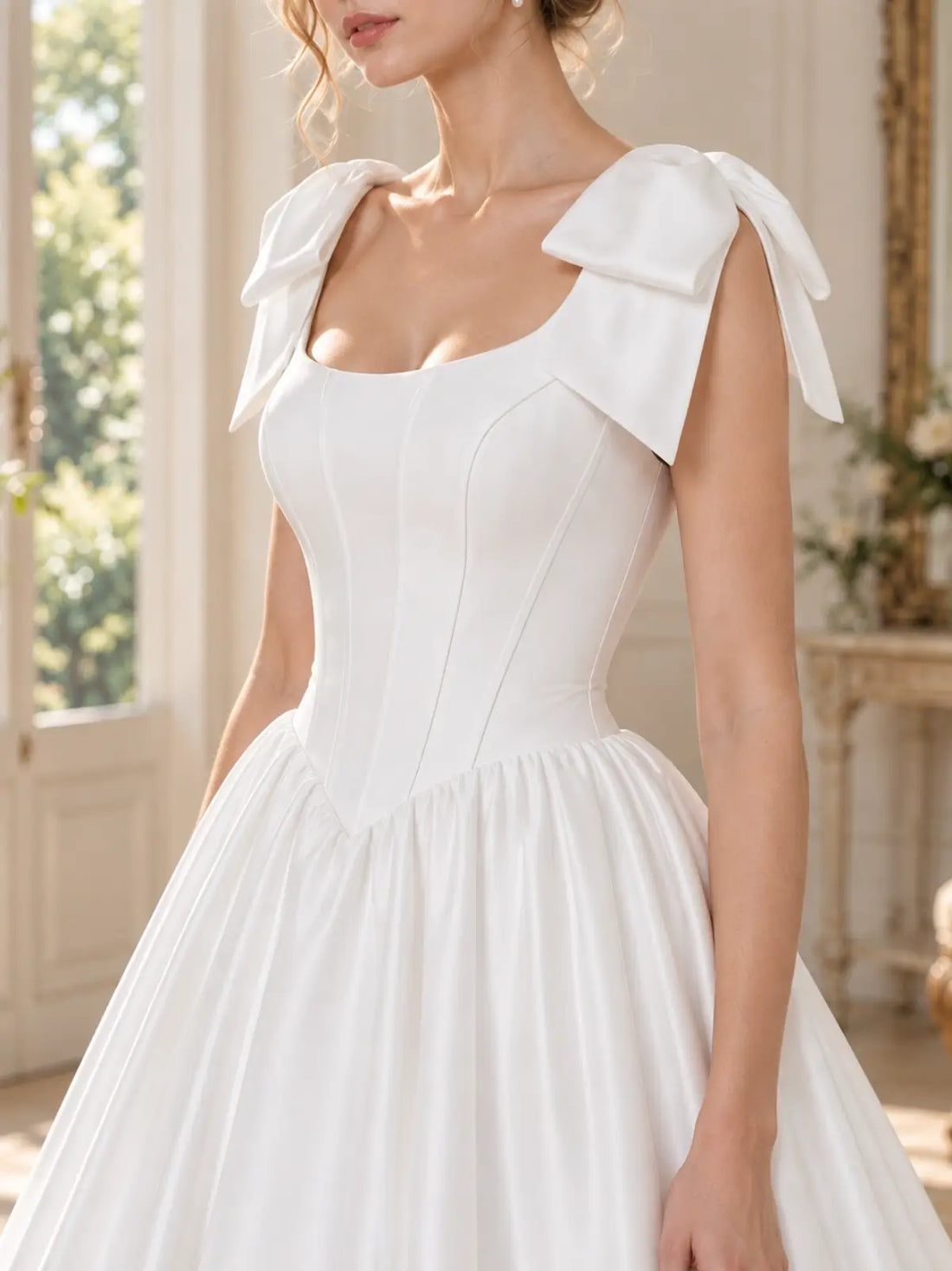 A-Line Wedding Dress with Elegant Bow Details
