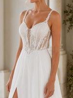 Spaghetti Strap Appliqued Wedding Dress