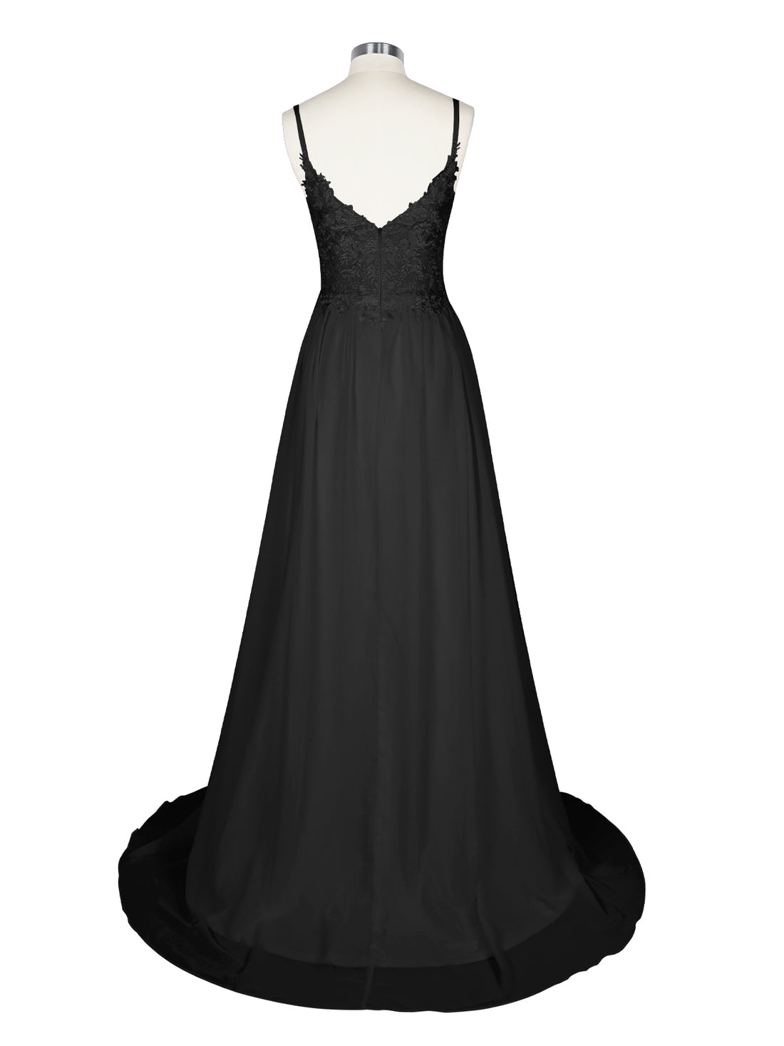 Applique Slit Chiffon Wedding Dress 