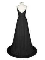 Applique Slit Chiffon Wedding Dress 