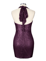 Halter Sequin Sheath Mini Dress 