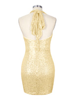 Halter Sequin Sheath Mini Dress 