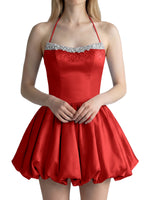 Beading Bubble Hem Mini Dress 