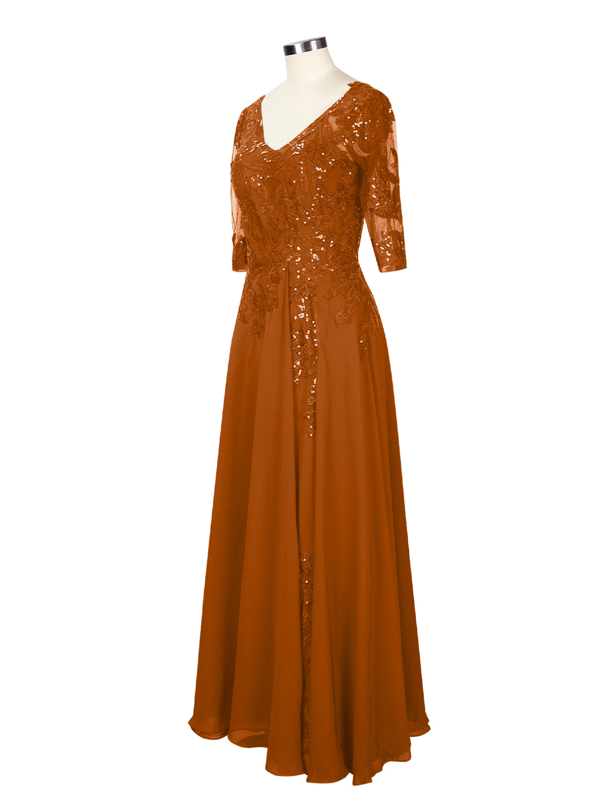 Applique V-Neck Chiffon Dress 