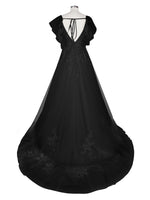 Illusion Tulle Applique Wedding Dress 
