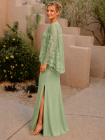 Two-piece Mother of the Bride Dress with Lace Top