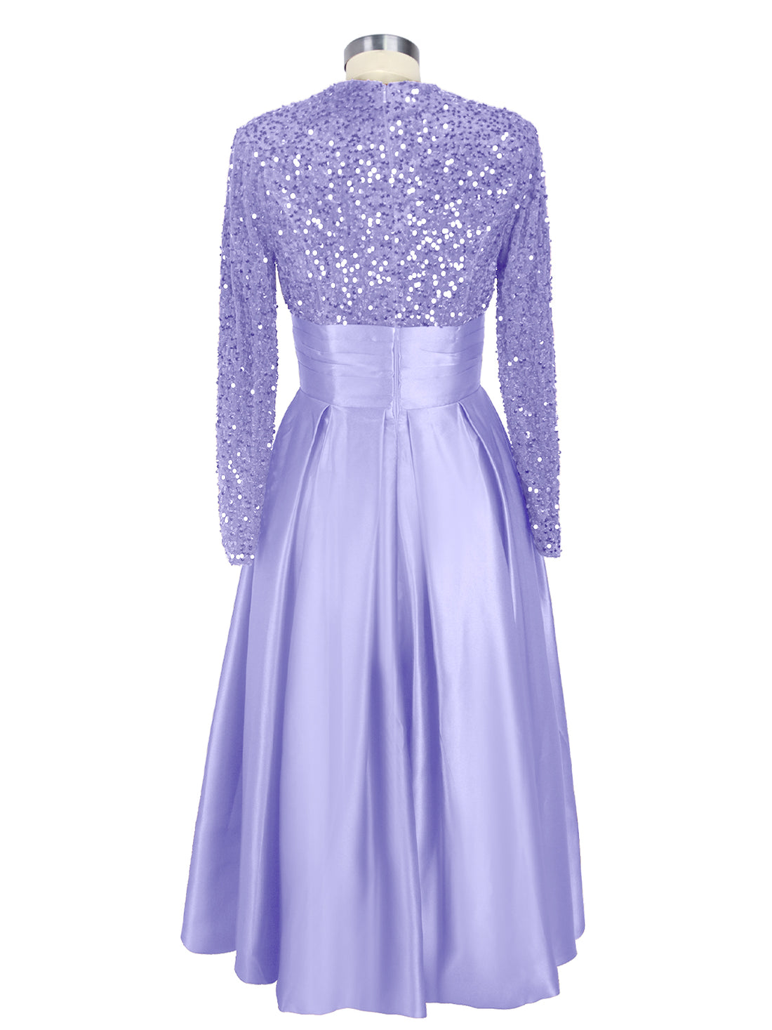 Sequined Boat Long Sleeves Dress 