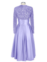 Sequined Boat Long Sleeves Dress 
