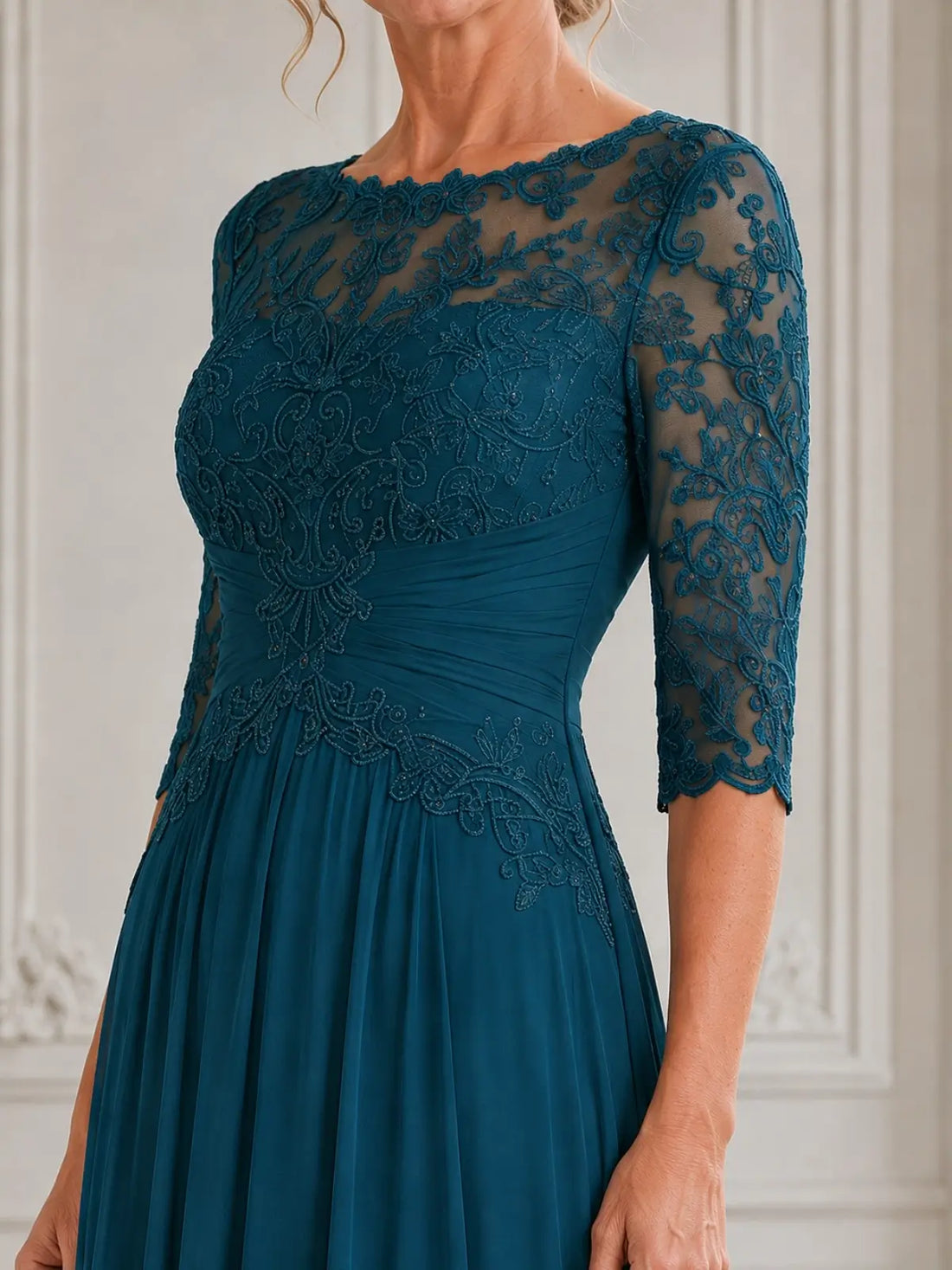 A-Line Mother of the Bride Dress with Pleated Details