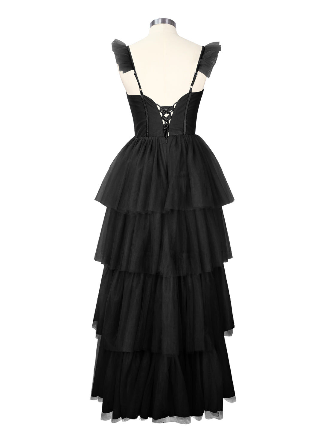 Ruffled Strap Tiered Tulle Bridesmaid Dress 