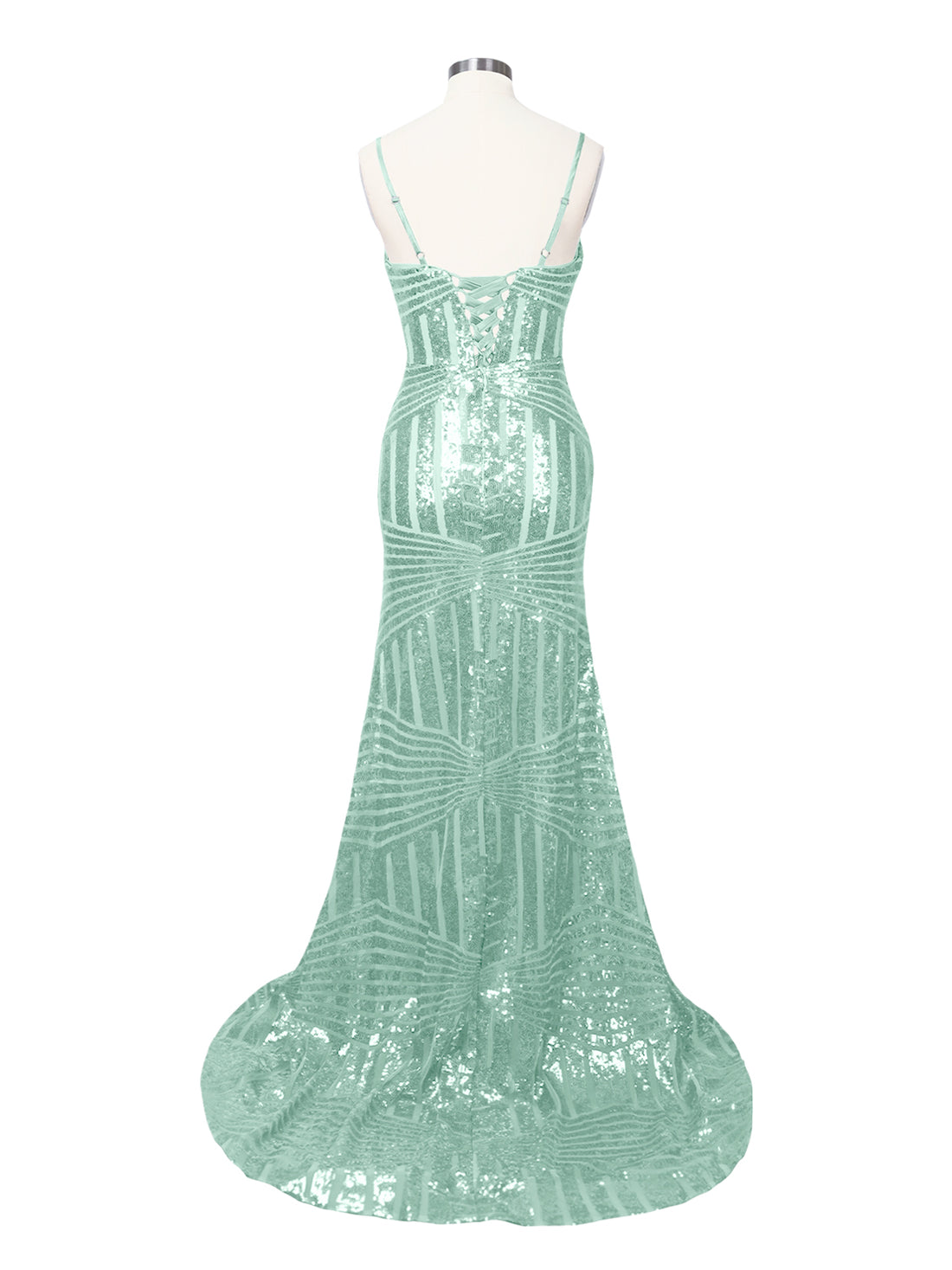 Geometric Sequin Prom Dress 