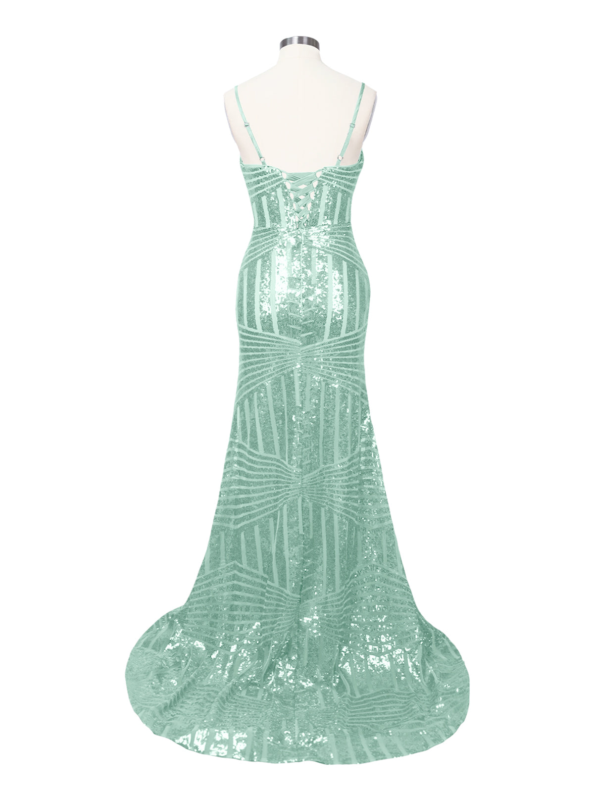 Geometric Sequin Prom Dress 